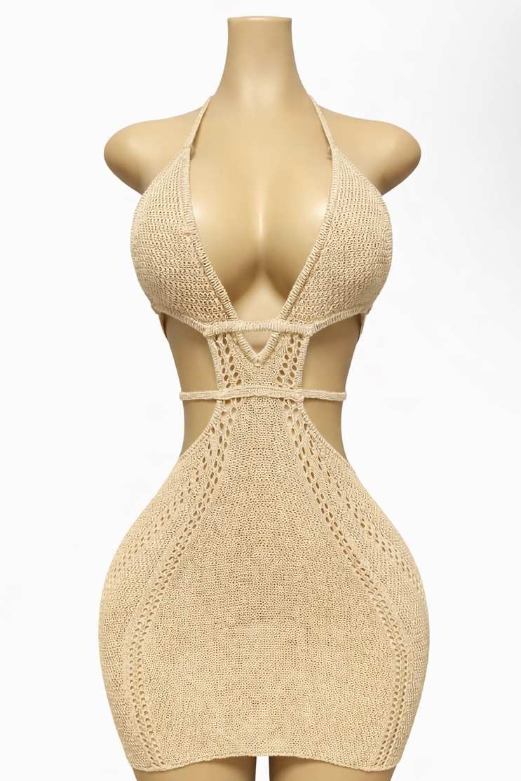 Tempt Me Crochet Beige Mini