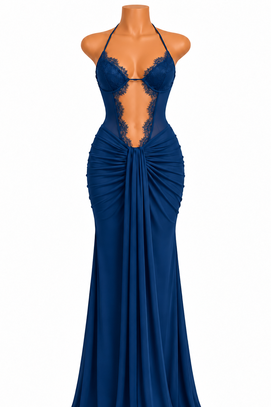 Adriana Navy Blue Lace Maxi Dress