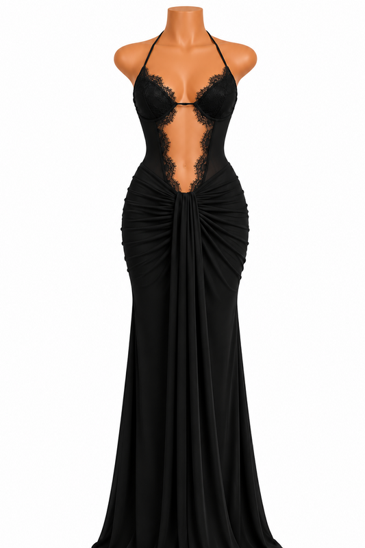 Adriana Black Lace Maxi Dress