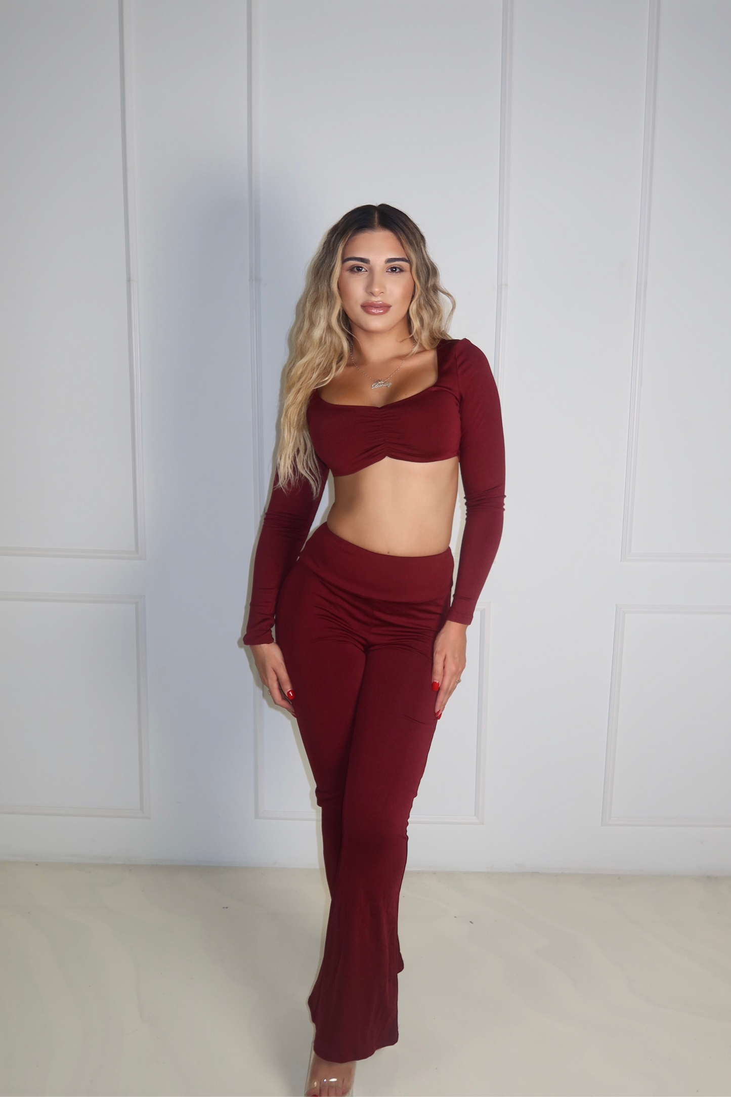 Burgundy Baddie Two Piece Set