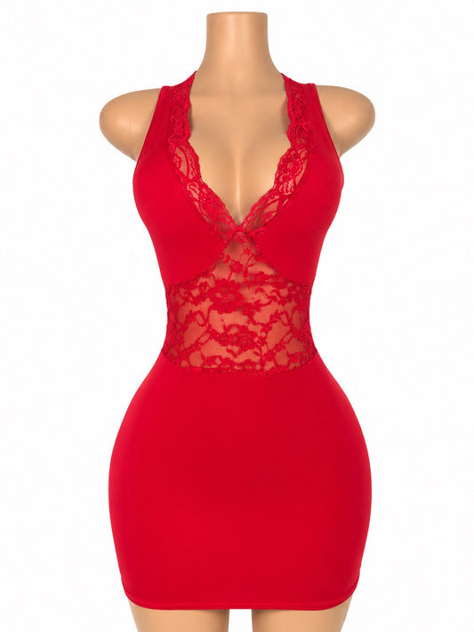 Red Heaven Lace Mini Dress