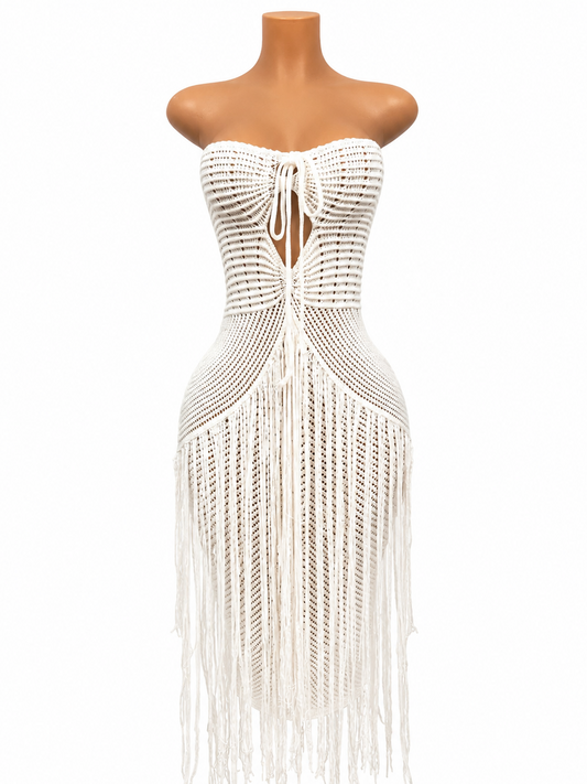 Ivory Coast Fringe Maxi Dress